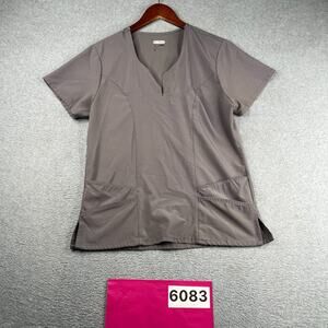 Scrubaid Four Way Stretch Scrub Top Womens Medium Gray Pockets